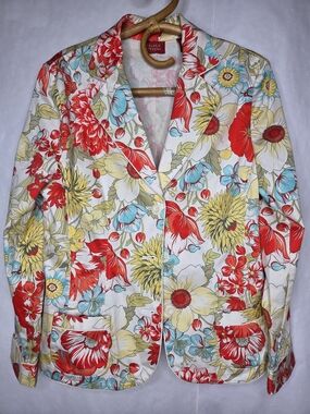 Valerie Stevens Women's Floral Blazer Jacket in Red & Yellow